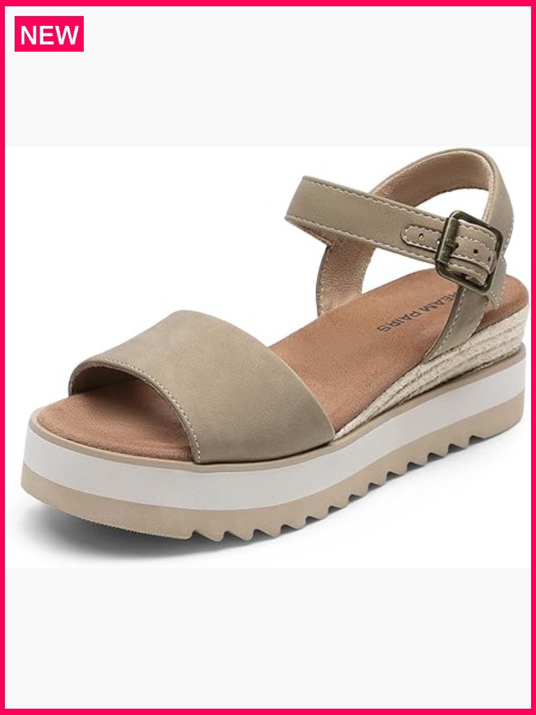 Open Toe Ankle Strap Espadrille Platform Wedge Sandals Women's Size